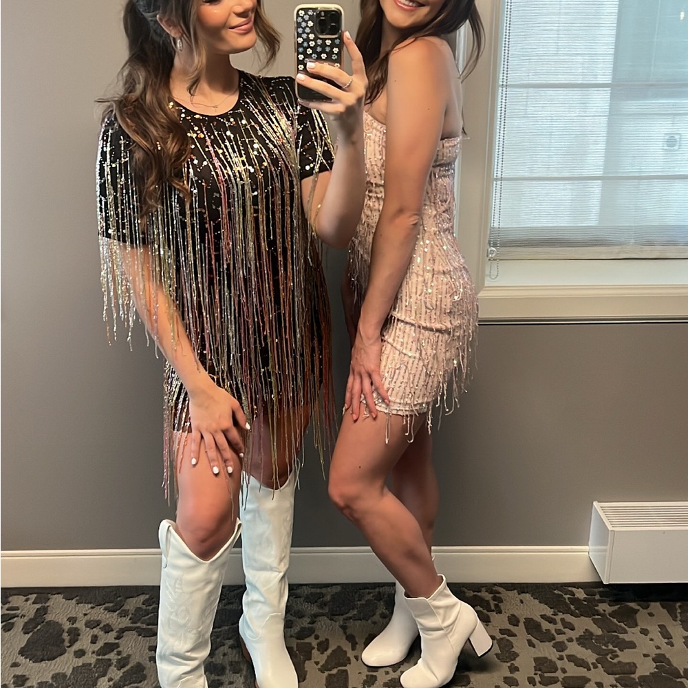 Nasty Gal Tassel Beaded Mini Shift Dress